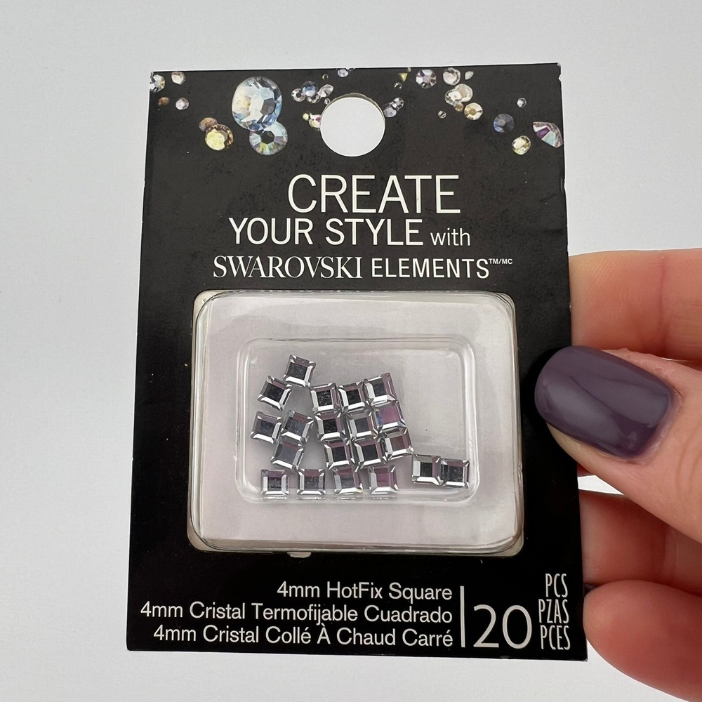 Swarovski 4mm Hotfix Square Crystal Rhinestones 20pc Clear Gems